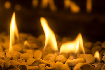 Image showing Closeup of fire flames in a chimney