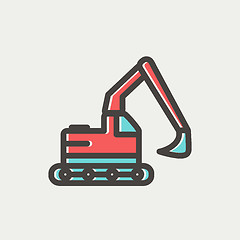 Image showing Hydraulic excavator truck thin line icon