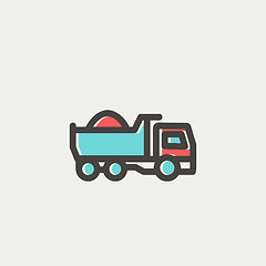 Image showing Dump truck thin line icon