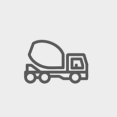 Image showing Concrete mixer truck thin line icon