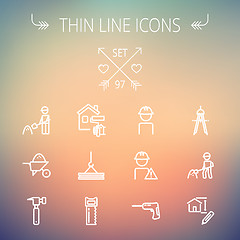 Image showing Construction thin line icon set