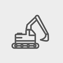 Image showing Hydraulic excavator truck thin line icon