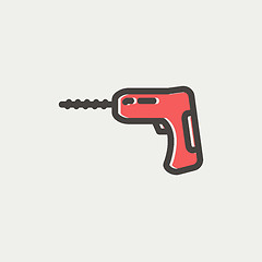 Image showing Hammer drill thin line icon