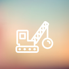 Image showing Demolition trailer thin line icon