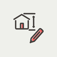 Image showing House sketch and pencil thin line icon