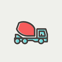 Image showing Concrete mixer truck thin line icon