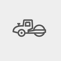 Image showing Road roller thin line icon