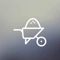 Image showing Wheelbarrow full of sand  thin line icon