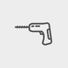 Image showing Hammer drill thin line icon