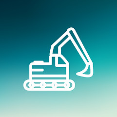 Image showing Hydraulic excavator truck thin line icon