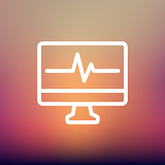 Image showing Heart beat display in monitor thin line icon