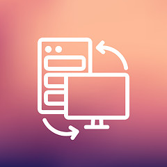 Image showing Personal computer set CPU Central processing unit thin line icon