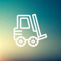 Image showing Forklift truck thin line icon