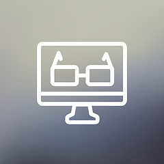 Image showing Glasses in computer monitor thin line icon