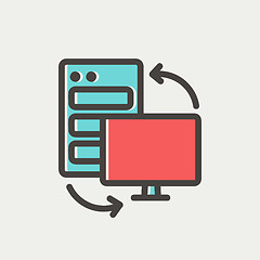 Image showing Personal computer set. CPU Central processing unit thin line icon