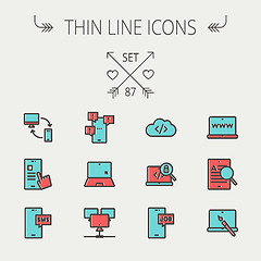 Image showing  Technology thin line icon set.