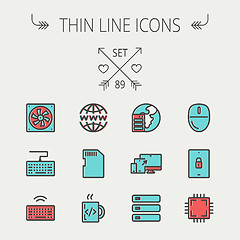 Image showing Technology thin line icon set