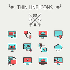 Image showing Technology thin line icon set