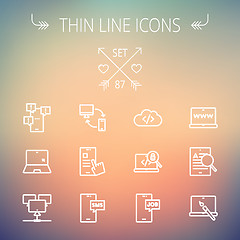 Image showing  Technology thin line icon set.