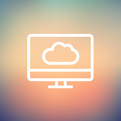 Image showing Cloud computing thin line icon