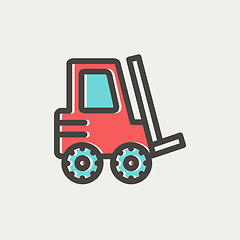 Image showing Forklift truck thin line icon