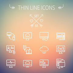 Image showing Technology thin line icon set