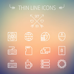 Image showing Technology thin line icon set