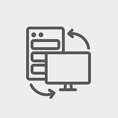 Image showing Personal computer set. CPU Central processing unit thin line icon