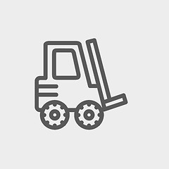 Image showing Forklift truck thin line icon