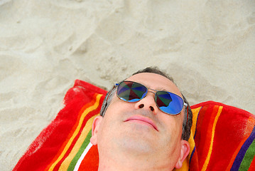 Image showing Man beach relax sunglasses