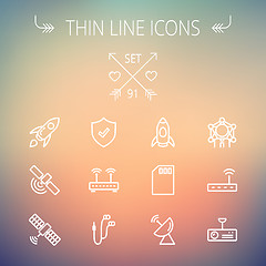 Image showing Technology thin line icon set