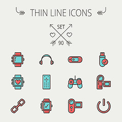 Image showing Technology thin line icon set