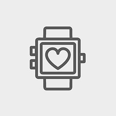 Image showing Wristwatch with heart display thin line icon