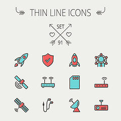 Image showing Technology thin line icon set