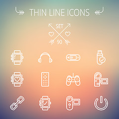 Image showing Technology thin line icon set