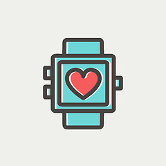 Image showing Wristwatch with heart display thin line icon