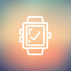 Image showing Smartwatch with check sign thin line icon