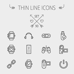 Image showing Technology thin line icon set