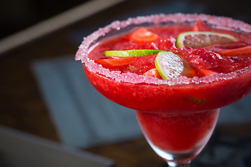 Image showing Strawberry margarita cocktail