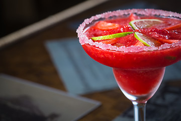 Image showing Strawberry margarita cocktail