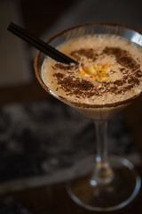 Image showing Cold fresh cocktail coffee with orange