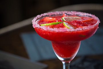 Image showing Strawberry margarita cocktail