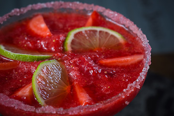 Image showing Strawberry margarita cocktail