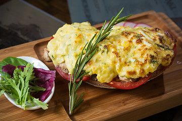 Image showing French toast ham cheese and salad