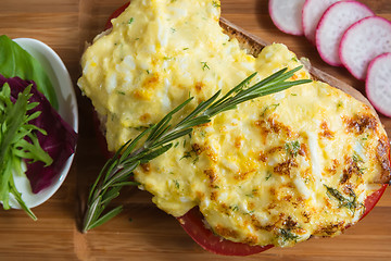 Image showing French toast ham cheese and salad