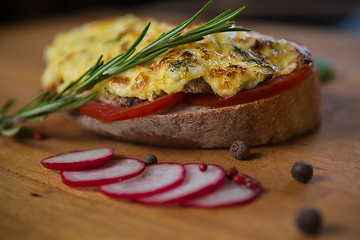 Image showing French toast ham cheese and salad