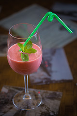 Image showing Fruit shake with strawberries and banana