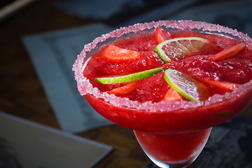 Image showing Strawberry margarita cocktail