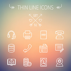 Image showing Technology thin line icon set