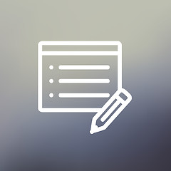 Image showing Note pad and pencil thin line icon